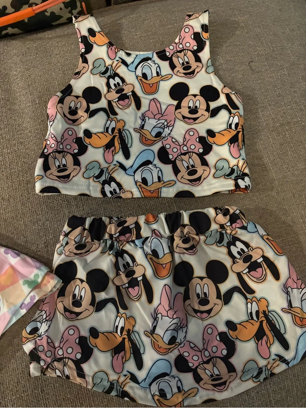 Disney Pastel Multi Character Crop Tank and Skirt Set